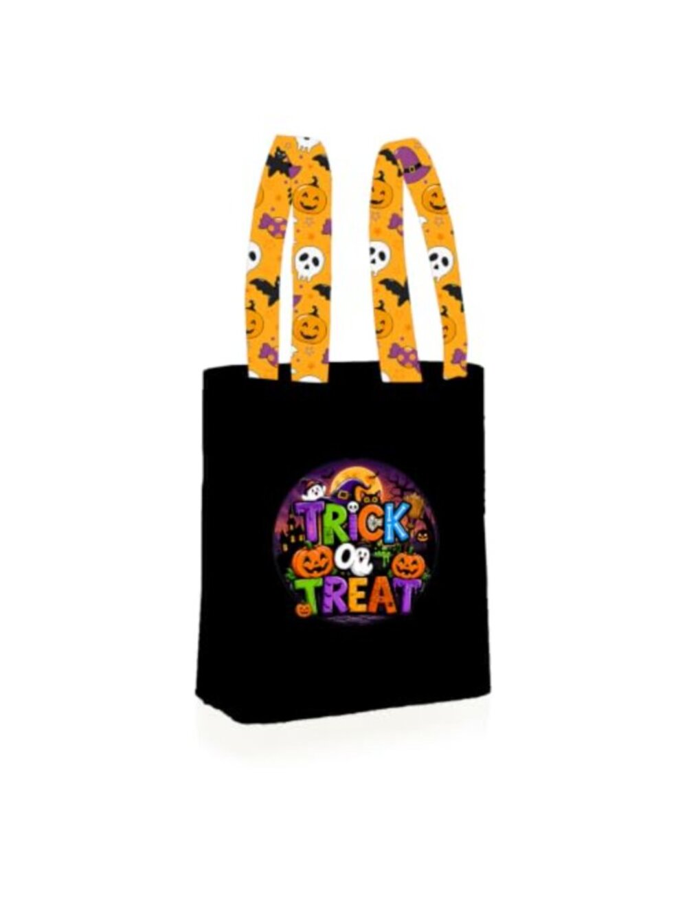 Halloween Canvas Tote Bag Reusable Trick or Treat Candy Bucket